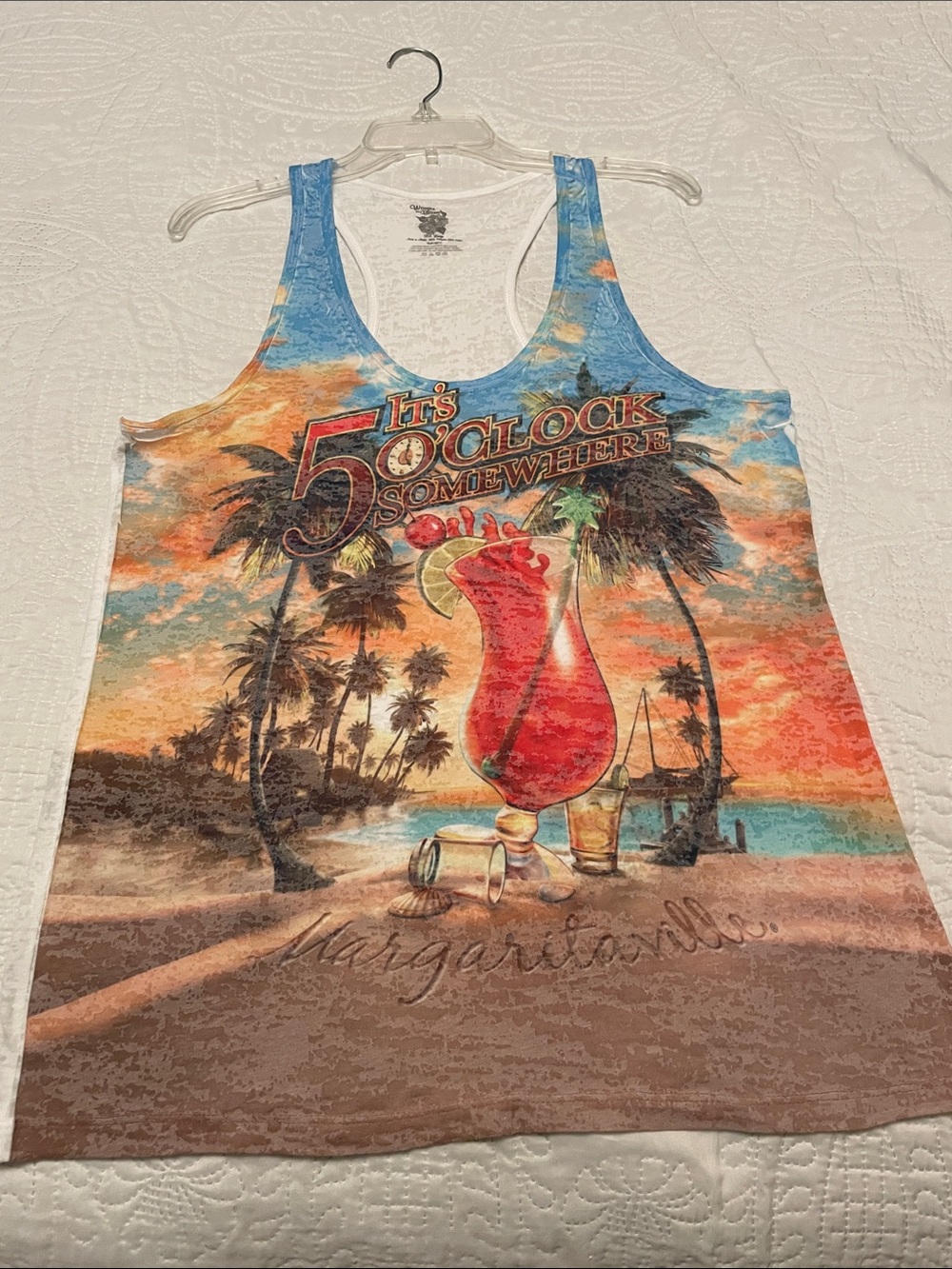 WOMAN TO BLAME Graphic Racerback Tank Top It’s 5 O’clock MARGARITAVILLE